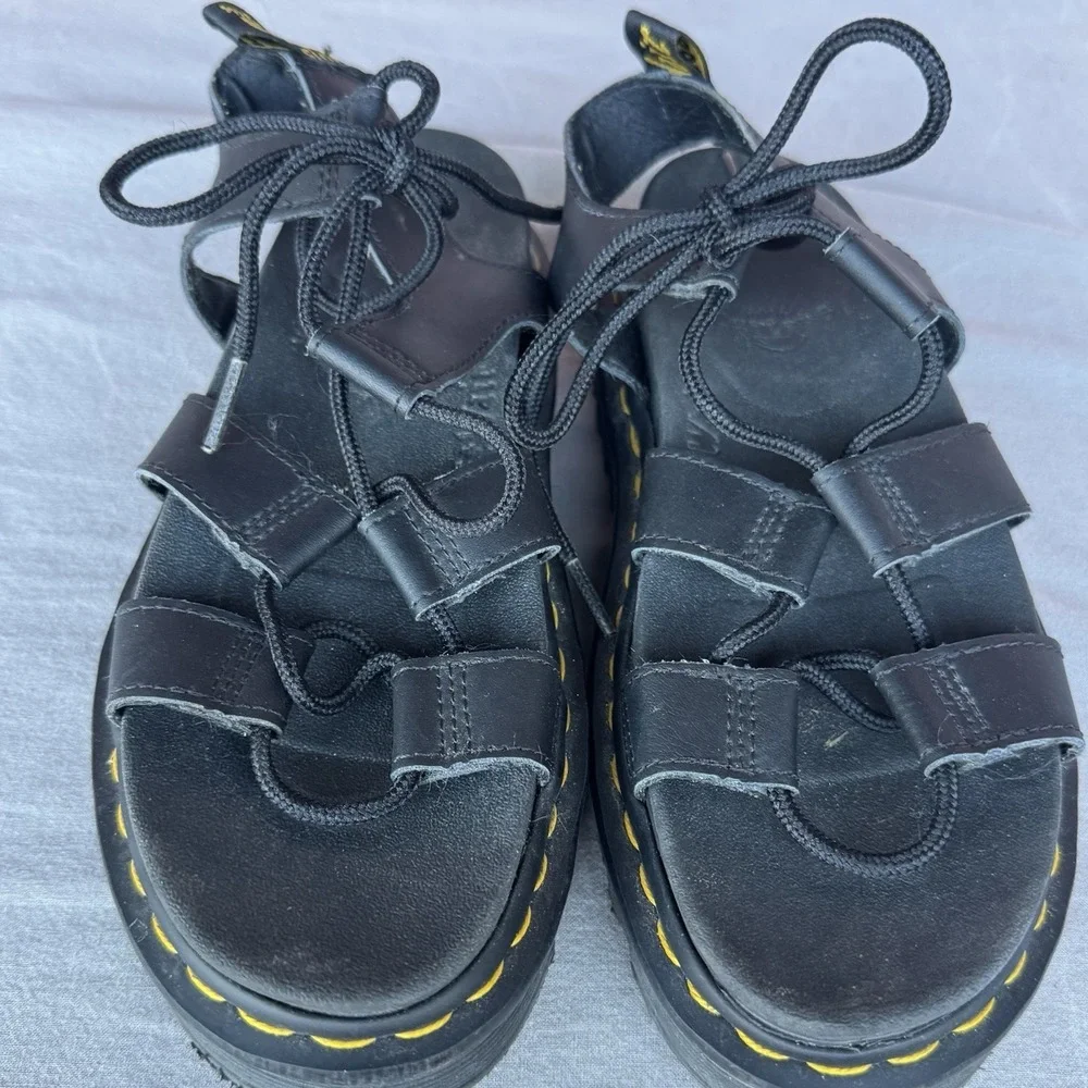 Size 7 - Dr. Martens Nartilla Platform Black Gladiator Sandals Women's - Picture 3 of 8